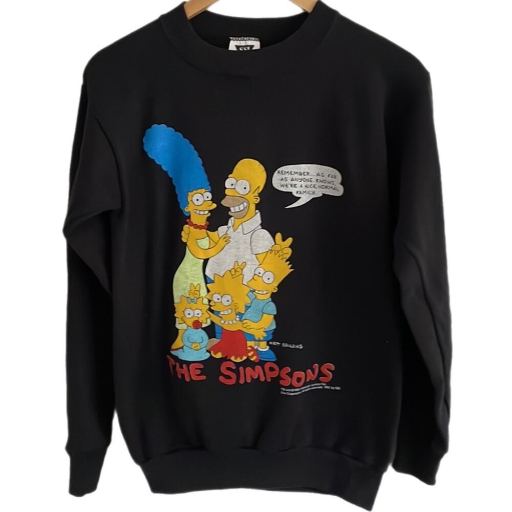 90s Vintage The Simpsons Black Sweatshirt Made in USA Size Small